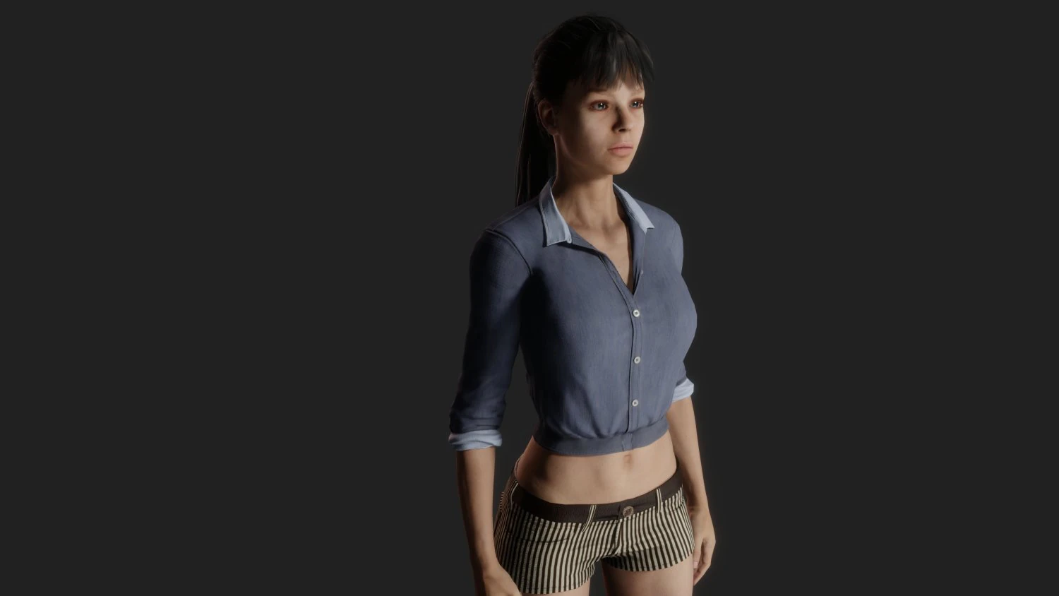 Sofistica&ccedil;&atilde;o serena e realista de uma jovem em traje casual Modelo 3D .c4d .max .obj .3ds .fbx .stl .blend 