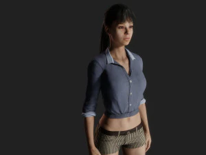 Serene Sophistication Realistic of a Young Woman in Casual Attire 3D Model