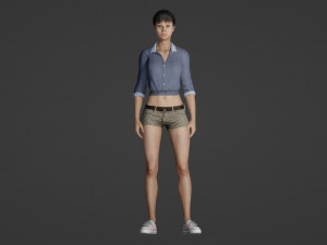 Serene Sophistication Realistic of a Young Woman in Casual Attire Modelo 3D