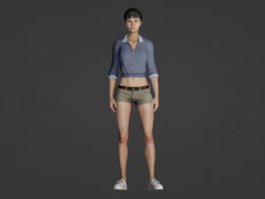 Sofistica&ccedil;&atilde;o serena e realista de uma jovem em traje casual Modelo 3D