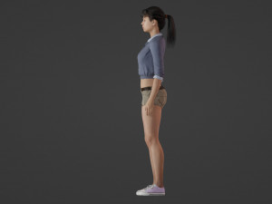 Serene Sophistication Realistic of a Young Woman in Casual Attire Modelo 3D