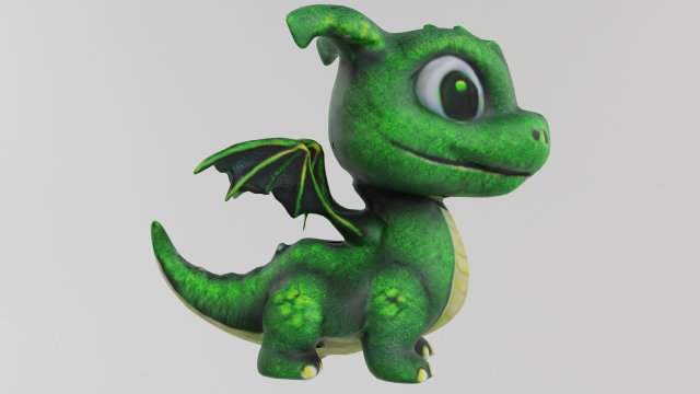 Whimsical Green Dragon - Symbol of 2024 3D Modell .c4d .max .obj .3ds .fbx .stl .blend 