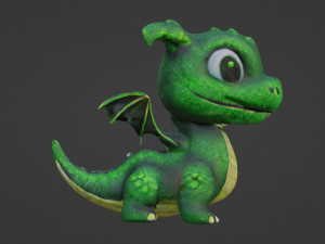 Whimsical Green Dragon - Symbol of 2024 3D Modell