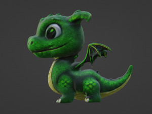 Whimsical Green Dragon - Symbol of 2024 3D Modell