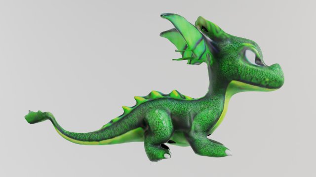 Symbol - Small Green Dragon 3D Модель .c4d .max .obj .3ds .fbx .stl .blend