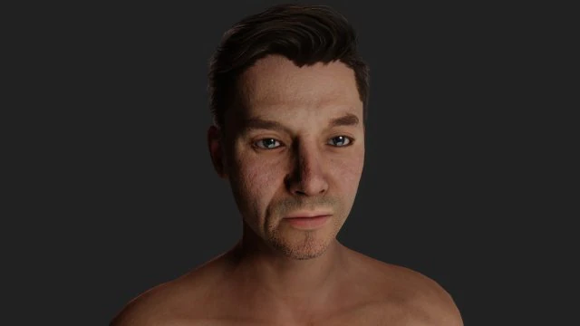 녹색 반바지를 입은 우울한 우아함 35세 남성 3D 모델 .c4d .max .obj .3ds .fbx .stl .blend 