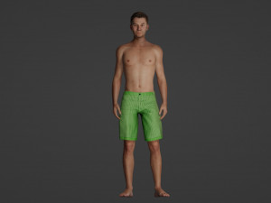 The Melancholic Elegance 35-Year-Old Man in Green Shorts 3D Model
