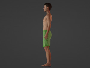The Melancholic Elegance 35-Year-Old Man in Green Shorts 3D Model