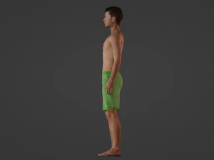 녹색 반바지를 입은 우울한 우아함 35세 남성 3D 모델