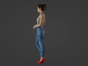 Urban Chic Muse Timeless Beauty in Modern Attire 3D Model