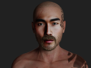 Asian Male Character Tattooed Edition Modelo 3D