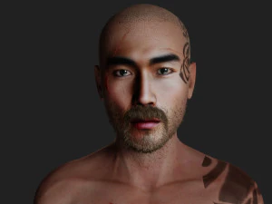 Asian Male Character Tattooed Edition 3D Model