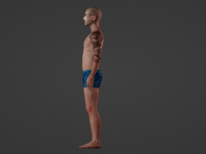 Asian Male Character Tattooed Edition 3D Модель