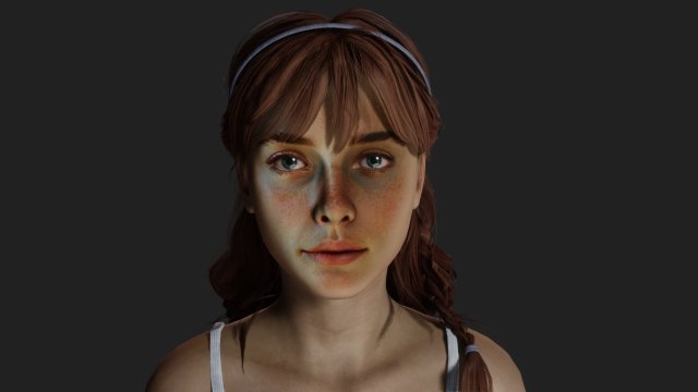 Realistic Freckled Girl 3D 模型 .c4d .max .obj .3ds .fbx .stl .blend 