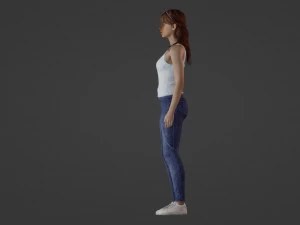 Fille aux taches de rousseur r&eacute;aliste Modèle 3D
