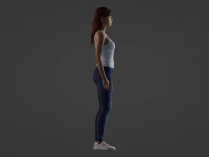 Fille aux taches de rousseur r&eacute;aliste Modèle 3D