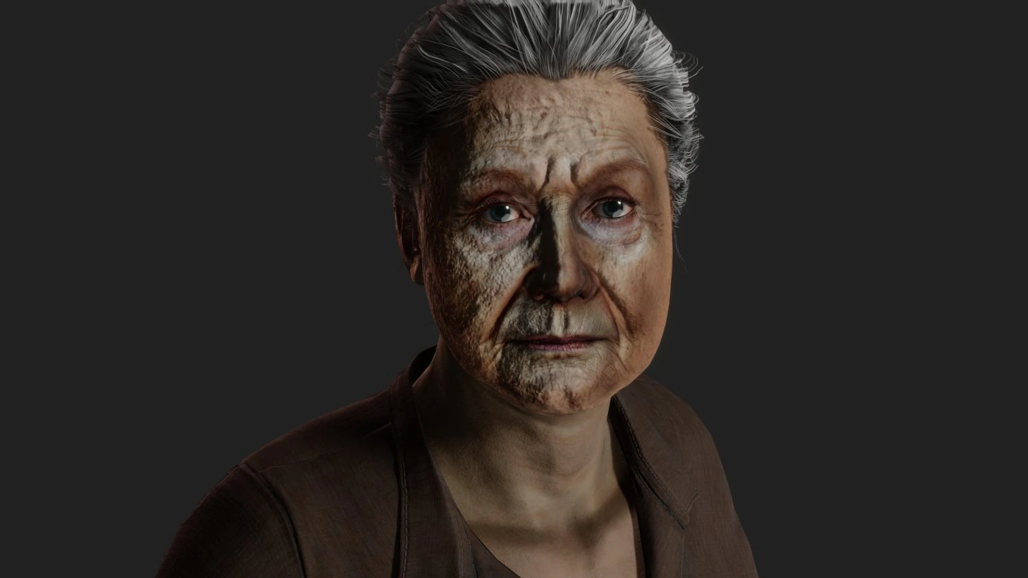 Realistic Sad Granny 3D Model .c4d .max .obj .3ds .fbx .stl .blend 