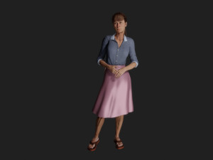 Detailed Elderly Woman in Serene Pose 3D Model
