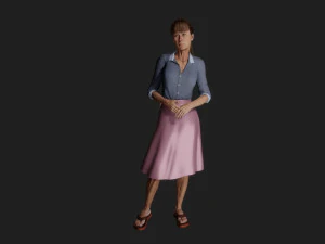 Detailed Elderly Woman in Serene Pose 3D Model