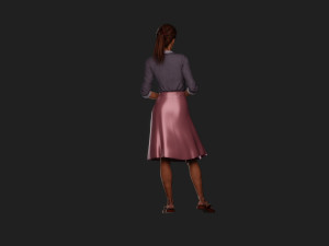 Detailed Elderly Woman in Serene Pose 3D Model