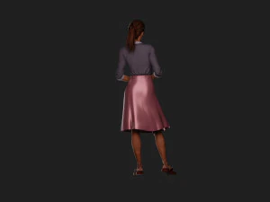 Detailed Elderly Woman in Serene Pose 3D Model