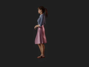 Detailed Elderly Woman in Serene Pose 3D Model