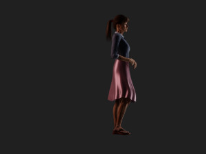 Detailed Elderly Woman in Serene Pose 3D Model