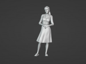 Detailed Elderly Woman in Serene Pose 3D Model