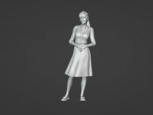 Detailed Elderly Woman in Serene Pose 3D Model