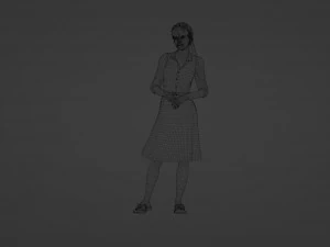 Detailed Elderly Woman in Serene Pose 3D Model
