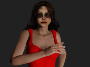 Cute Asian Teacher in Red 3D मॉडल