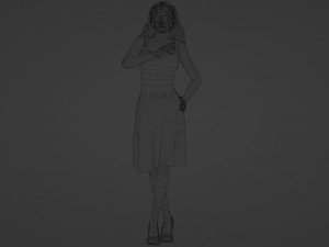 Cute Asian Teacher in Red 3D Модель