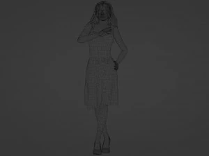 Cute Asian Teacher in Red 3D Model