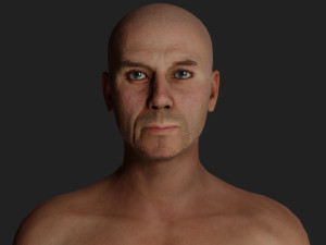 of a realistic athletic bald male Joe Modelo 3D