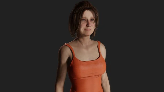 Mulher modesta em traje casual Modelo 3D .c4d .max .obj .3ds .fbx .stl .blend 