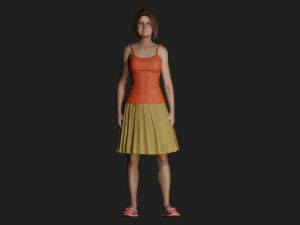 Modest Woman in Casual Attire 3D Model