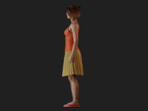 Modest Woman in Casual Attire 3D Model