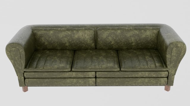 Dark Green Spotted Leather Sofa 3D Модель .c4d .max .obj .3ds .fbx .stl .blend 