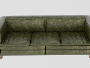 Dark Green Spotted Leather Sofa 3D Модель