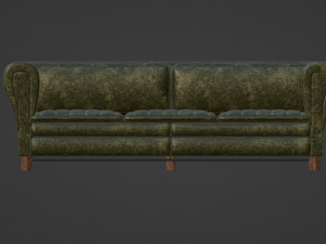 Dark Green Spotted Leather Sofa 3D Модель