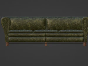 Dark Green Spotted Leather Sofa 3D Model