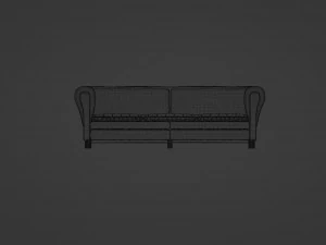 Dark Green Spotted Leather Sofa 3D Model
