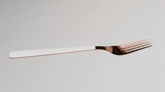 Sleek copper fork with durable white handle 3D Модель .c4d .max .obj .3ds .fbx .stl .blend 