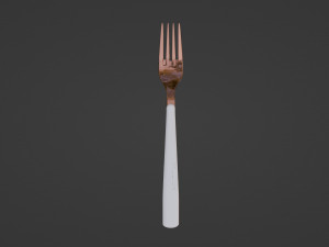 Sleek copper fork with durable white handle 3D Модель