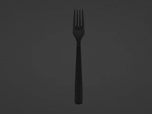 Sleek copper fork with durable white handle 3D Model