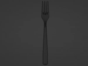 Sleek copper fork with durable white handle 3D Model