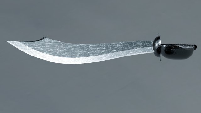 Shiny Silver Pirate Cutlass 3D Model .c4d .max .obj .3ds .fbx .stl .blend 
