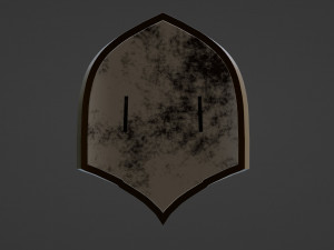A red heater shield with a pointy top and a golden cross Model 3D