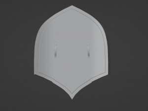 A red heater shield with a pointy top and a golden cross Model 3D
