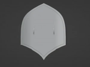 Uno scudo riscaldatore rosso con una parte superiore appuntita e una croce dorata Modello 3D